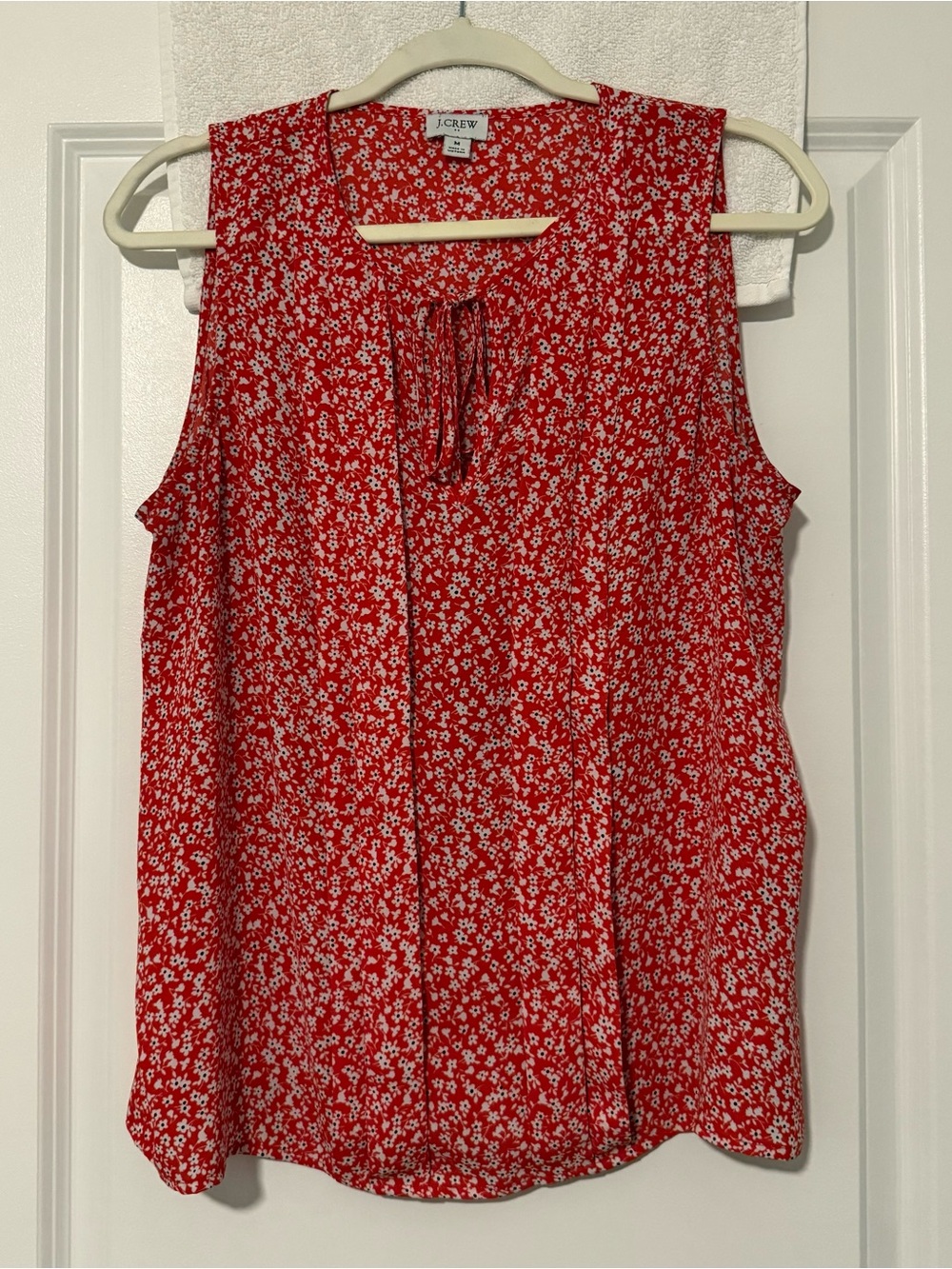 J. Crew Red Floral Tie-Neck Sleeveless Camisole